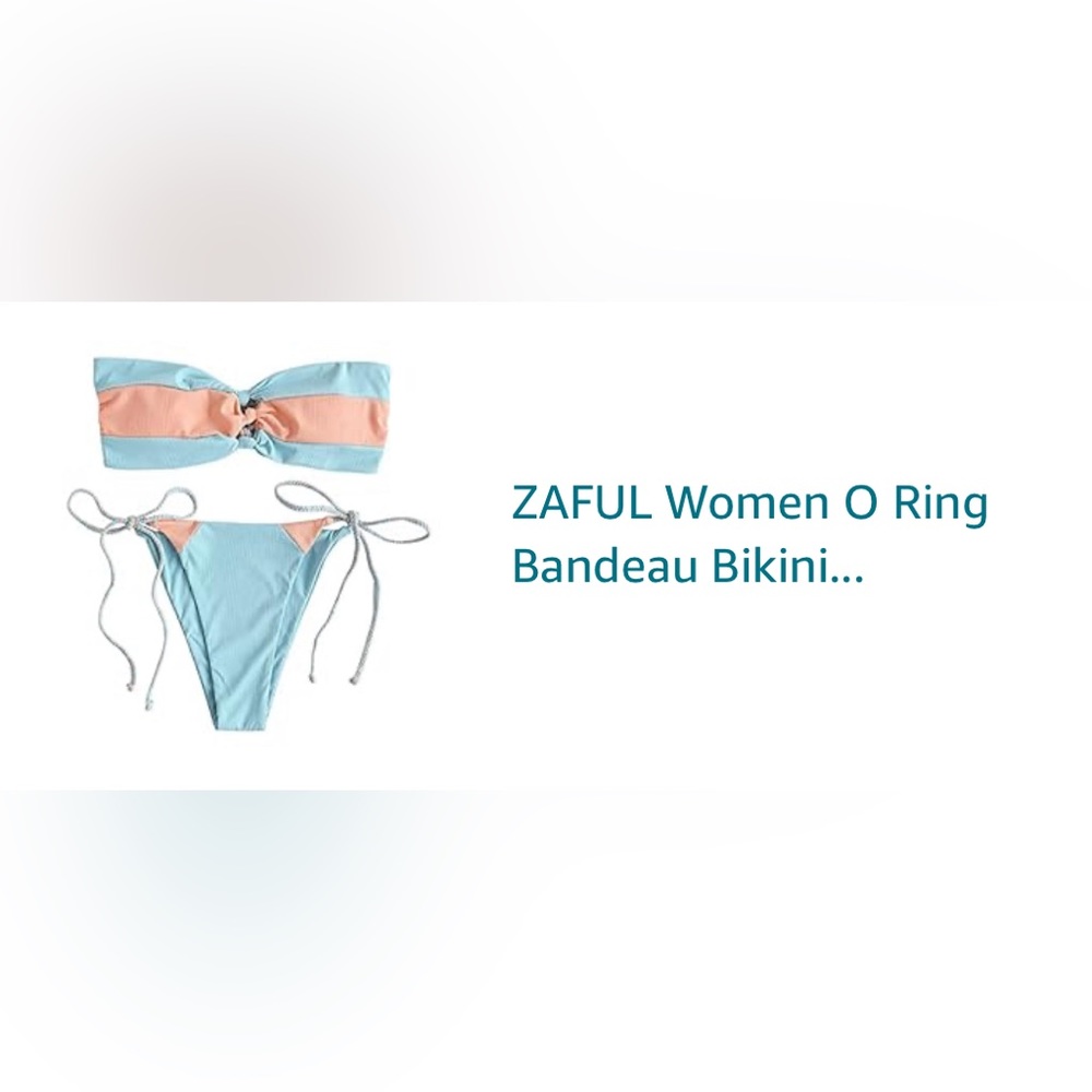 ZAFUL O Ring Bandeau Bikini, Tie Bikini High Cut Bathing Suit (NEW WITH TAGS)